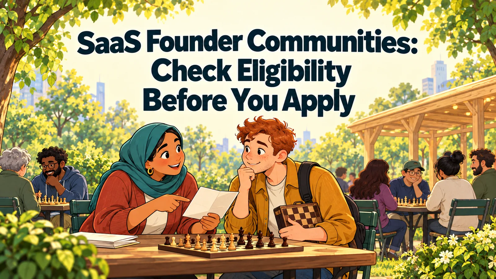 Illustrated cover for “SaaS Founder Communities: Check Eligibility Before You Apply”.