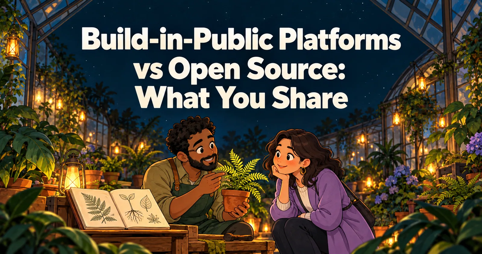 Illustrated cover for “Build-in-Public Platforms vs Open Source: What You Share”.