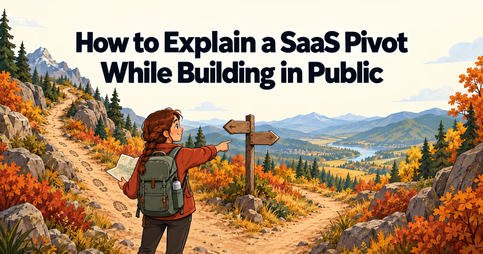 Illustrated cover for “How to Explain a SaaS Pivot While Building in Public”.